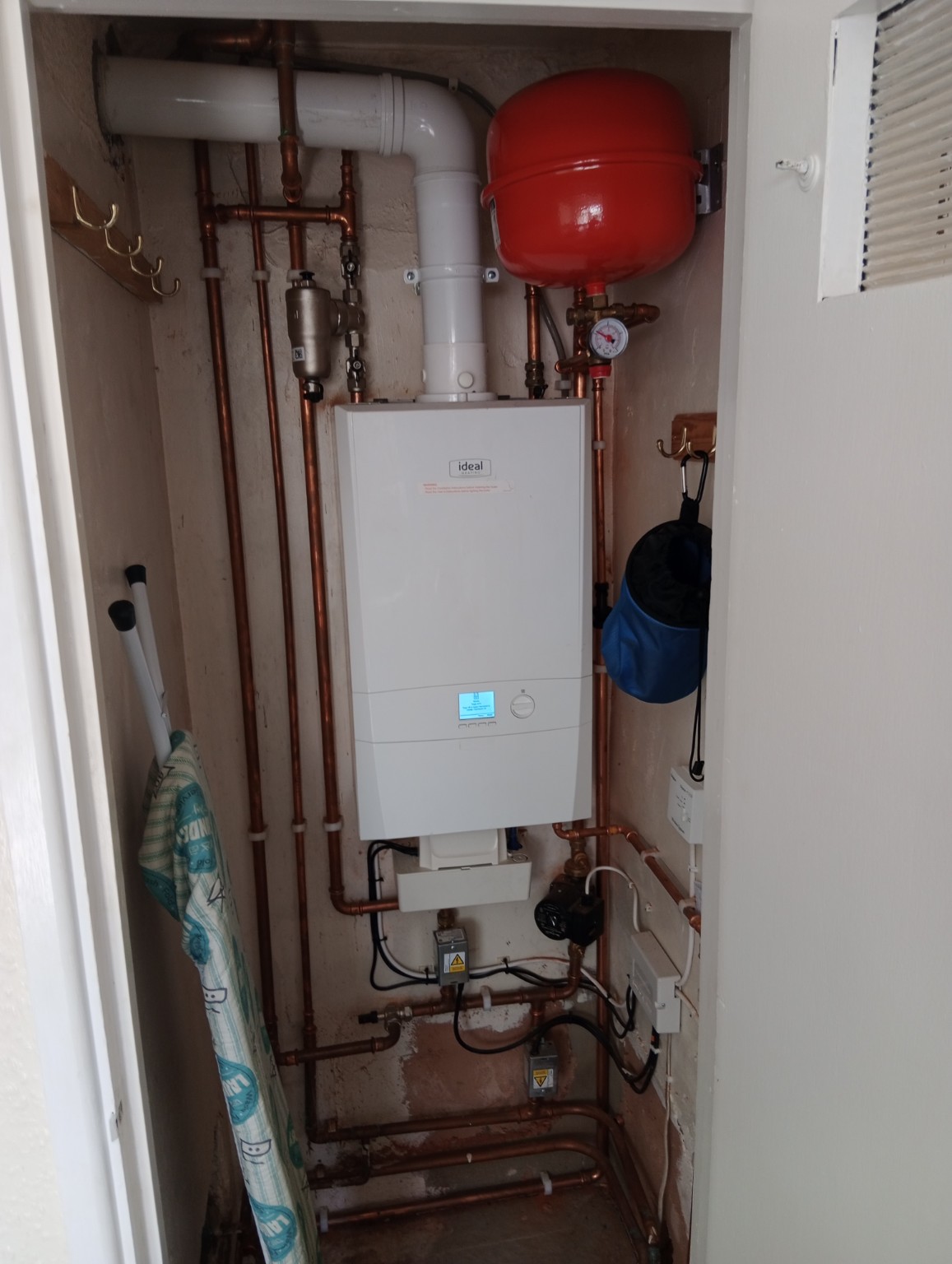 Installed boiler and copper pipework