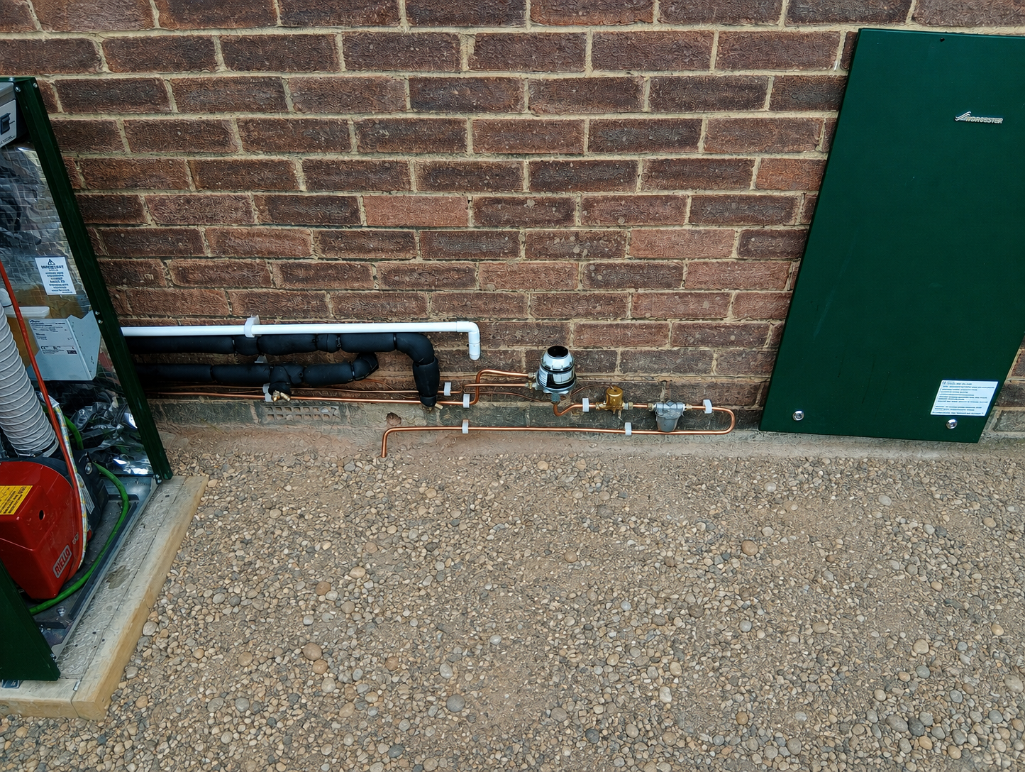 Oil heating pipework installation